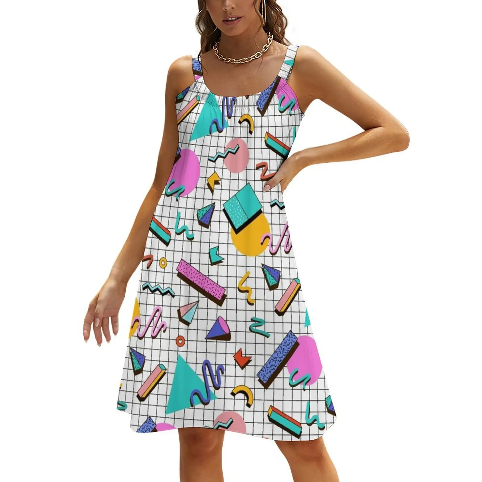 

Funky 80s eighties Memphis Pattern Design Beach Sling Skirt women's summer dress 2024 Long dress ceremony dresses