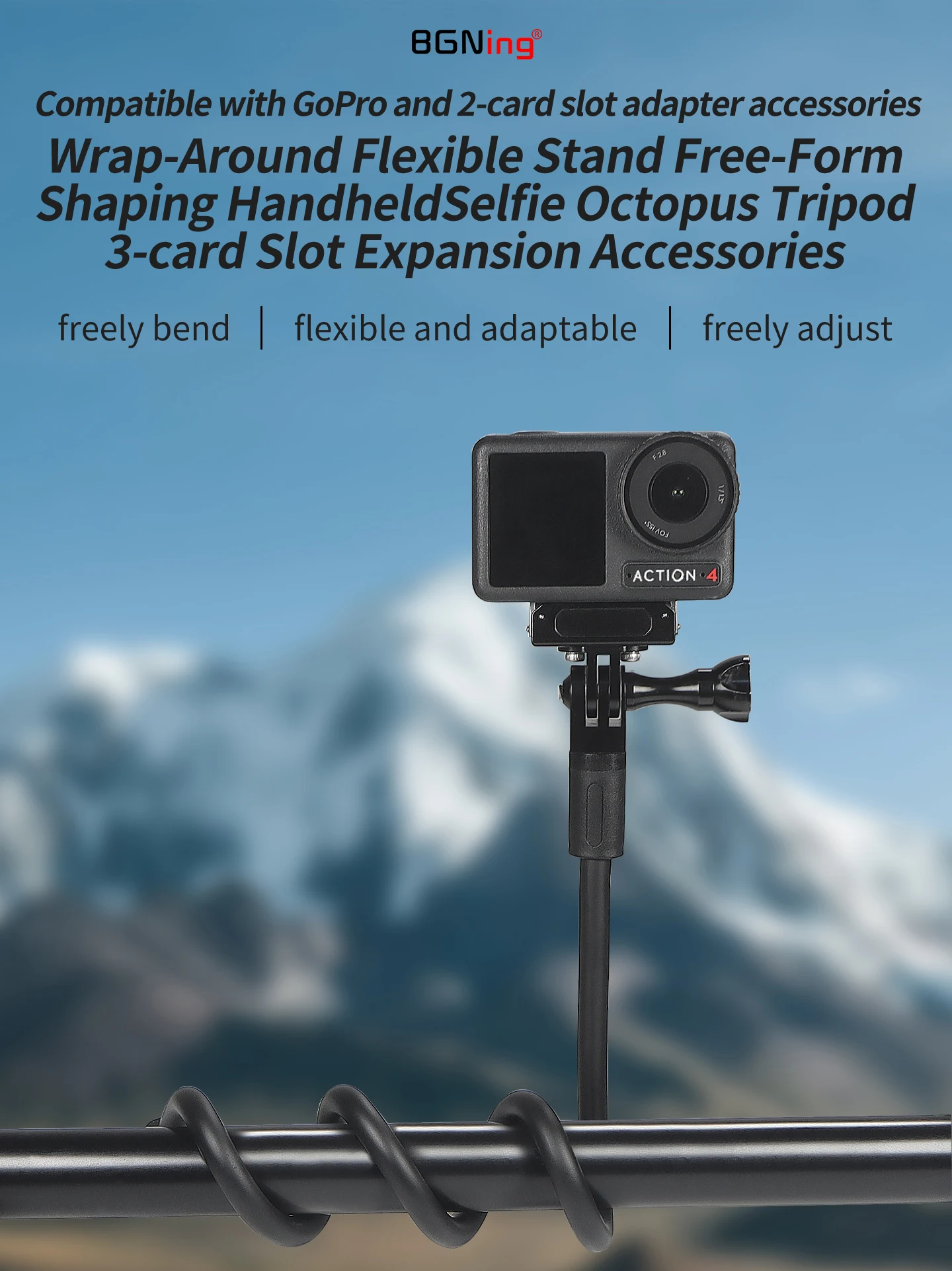 Flexible Camera Holder Tripod Mount for GoPro DJI Insta360 Action Camera Phone M