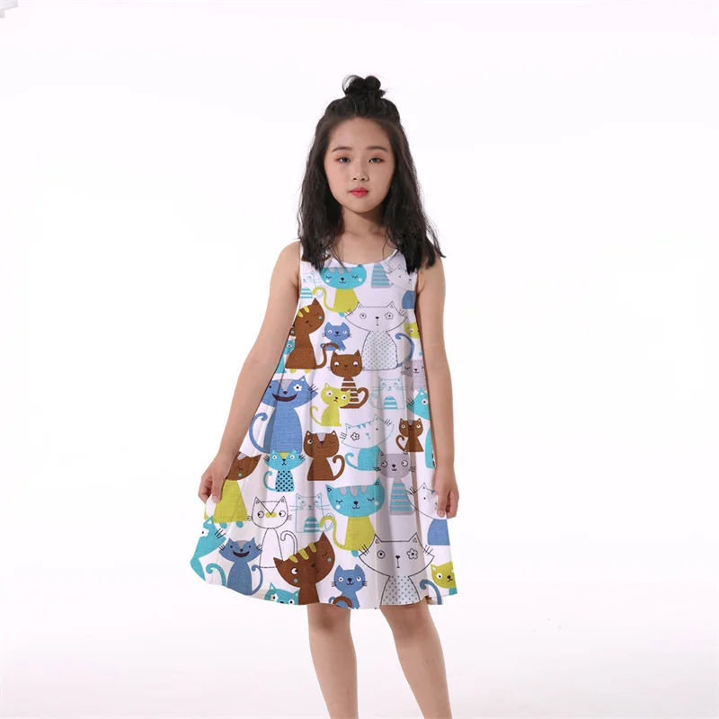 best baby dresses 2022 Hot Selling Children's Girls Dress For Summer Princess Kids Cartoon 3D Clothes Animals Printed Bunny Dress 4-14 Years Old cute baby dresses online