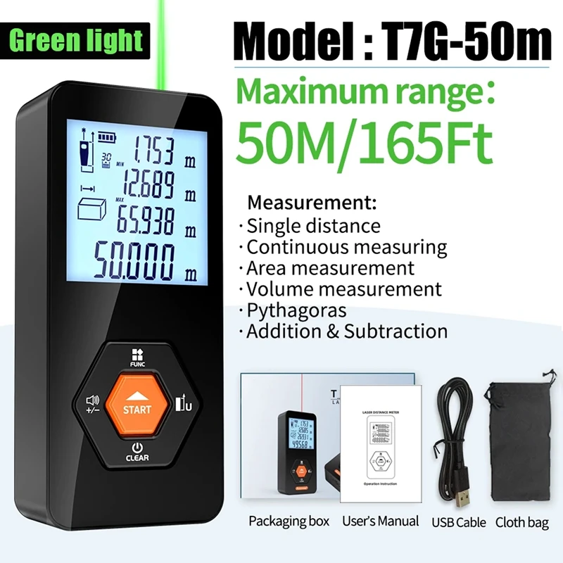 

Digital Distance Meter Rechargeable Rangefinder Laser Distance Meter Trena Laser Tape Measure Roulette Range Finder