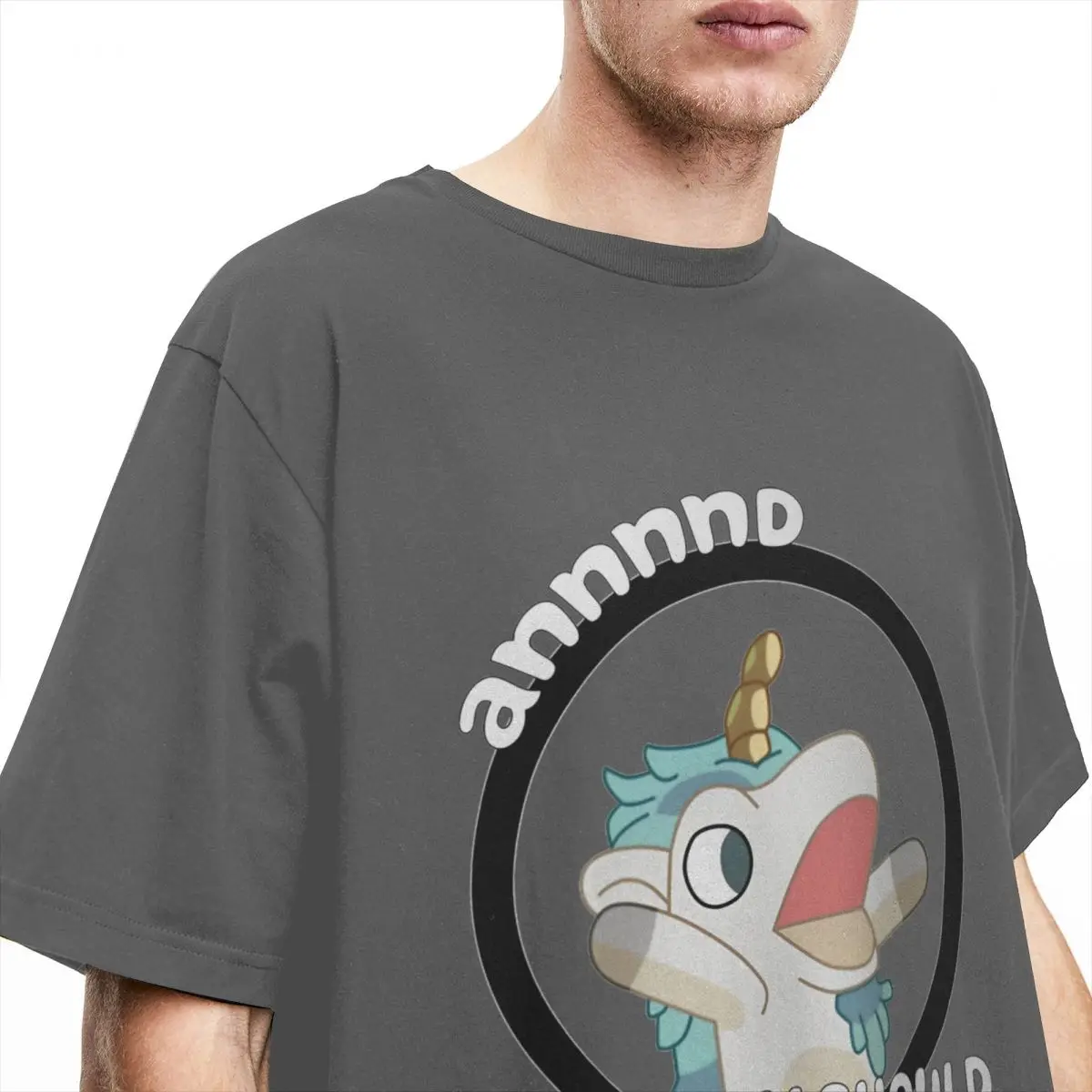 Whimsical Blue Unicorn Graphic Cotton T-Shirt - Casual Beach Novelty Short Sleeve Tee