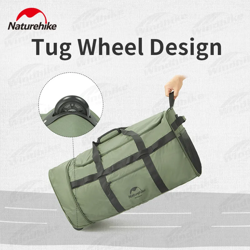 Naturehike 88L Camping Folding Trolley Bag Outdoor Travel High-Capacity Polyester Luggage Sundries Equipment Trunk Wheeled Bag