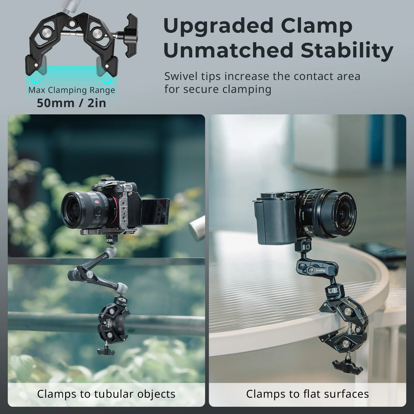 Gopro/액션 카메라 모니터용 1/4-20 나사산 구멍 및 1/4-20 위치 구멍이 있는 SmallRig 알루미늄 게 모양 클램프 -5319