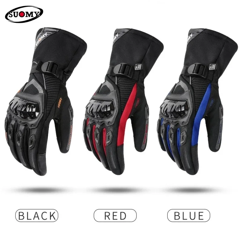 

Women's Male Suomy Warm Winter Waterproof Cycling Gloves for Motorcyclist Hard Shell Protective Anti-slip Motorcycle Gloves Pink