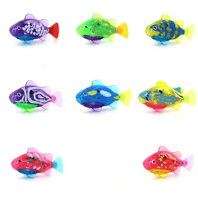 Juguetes de pez robot para regalo de niños/gatos, juguete robótico para  nadar, juguete de pez con luz LED, natación activada en el agua con luz  LED