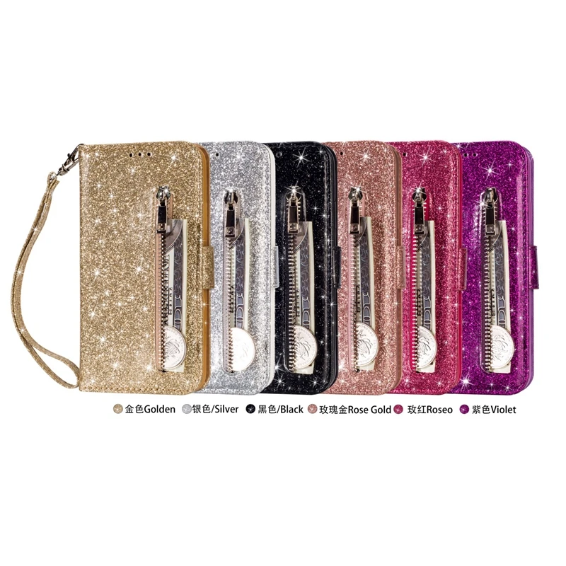 Glamorous Glitter Leather Wallet Flip Case Cover