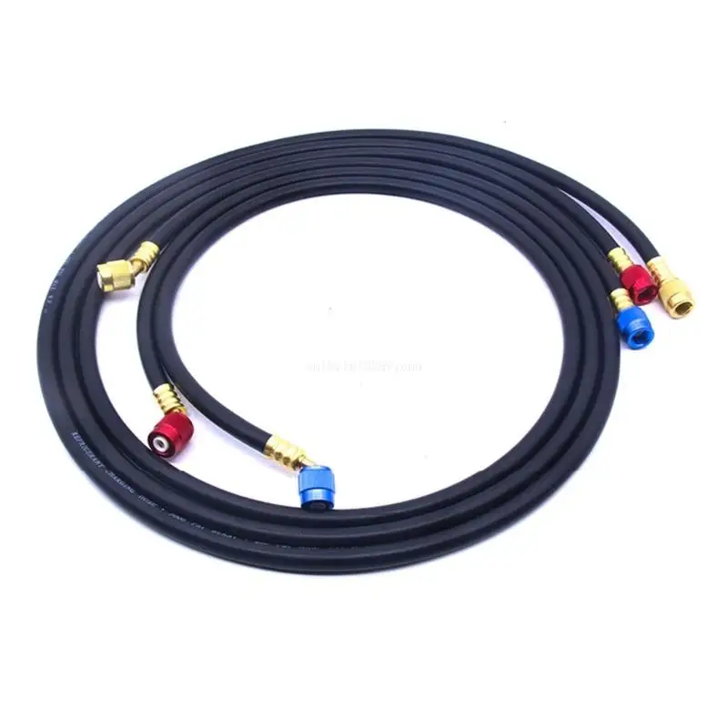 Air Conditioner Drain Hose Connector Pack of 3 Air Conditioning Refrigerant Filling Hoses Hose Adapters HVAC Manifold Gauge Hose Set Rubber Material
