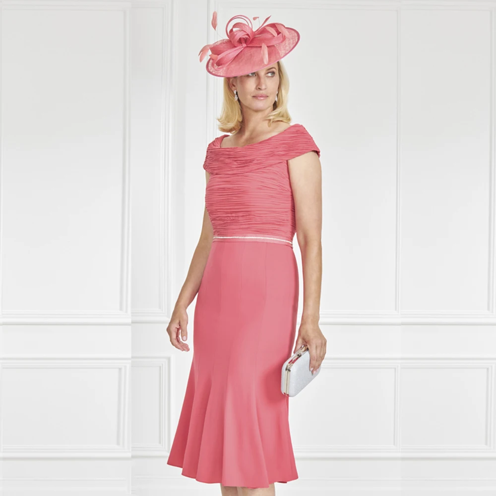 Vestidos para a mรฃe da noiva com mangas compridas, vestidos curtos, rosa rosa, simples e modernos, mรฃe da noiva, festa, 2024
