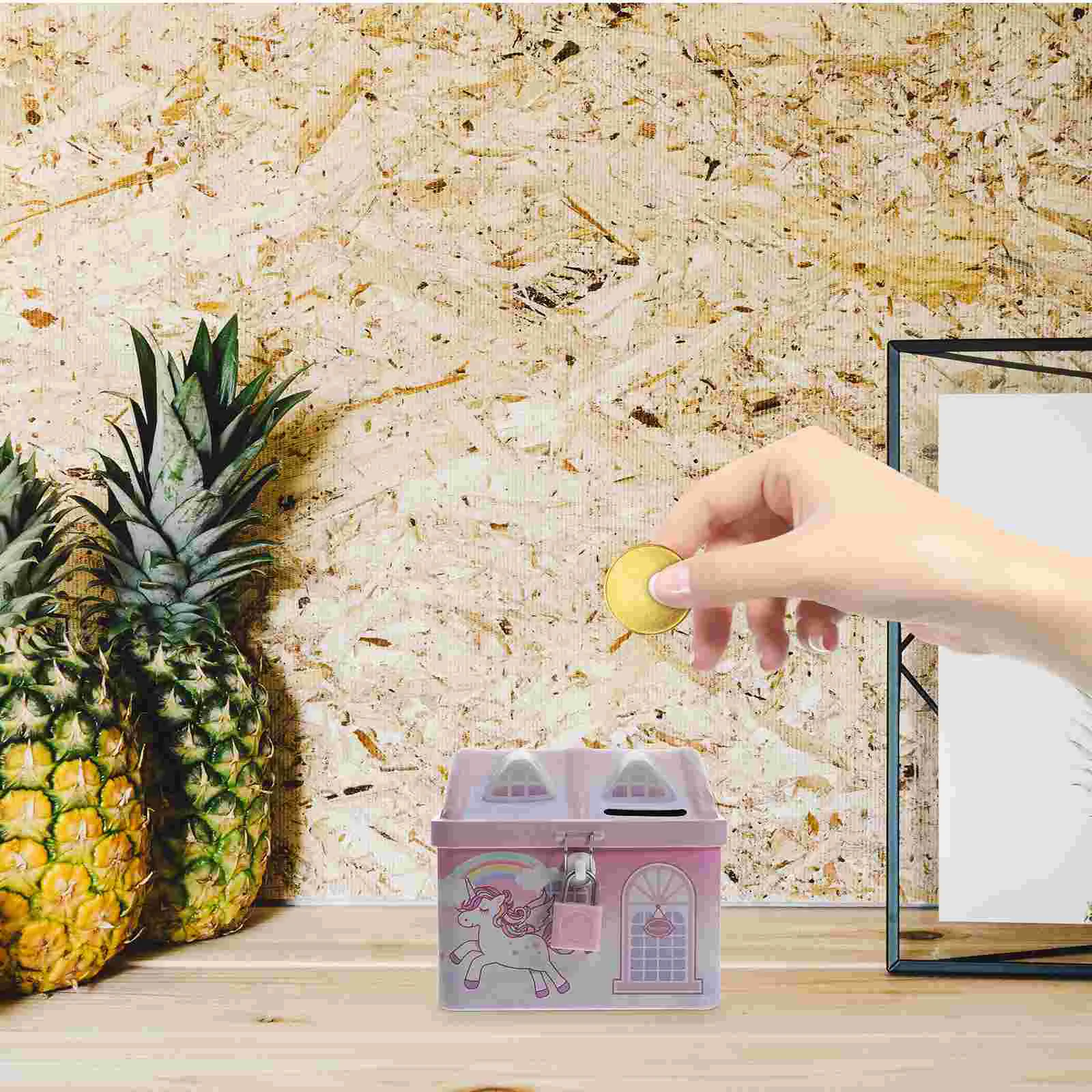 Metal Piggy Bank Kids Unbreakable Coin Bank Money Jar Small Size Money Saving Box Metal Rainbow Lockable