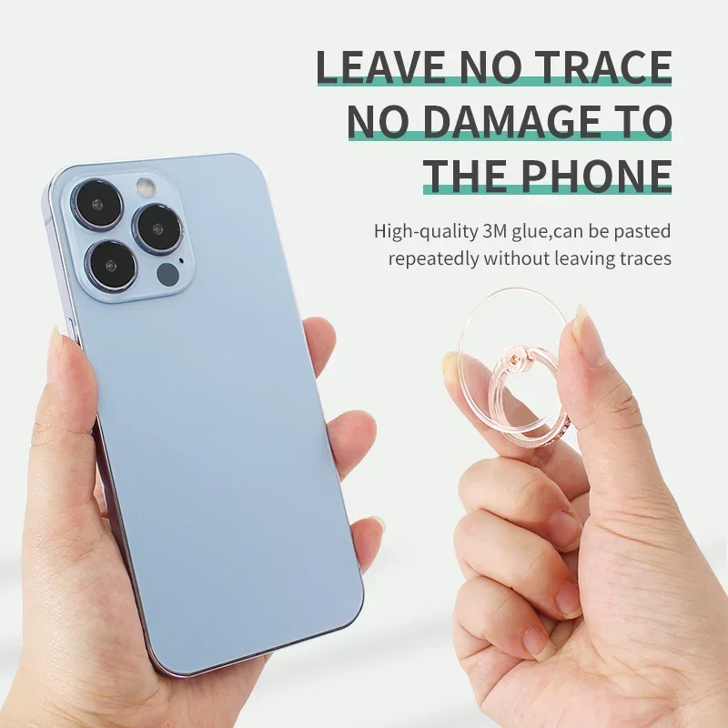 Diamond Phone Ring: Transparent 360° Rotating Finger Grip Holder
