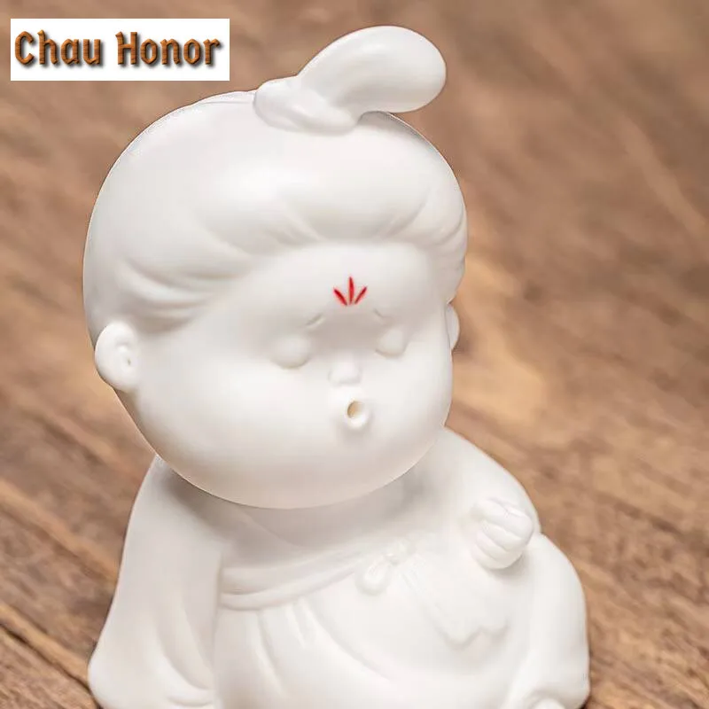 Creative Chinese Ceramic Lovely Lady Thread Incense Inserting Seat Incense Inserting Device Indoor Sandalwood Household Tea Pets