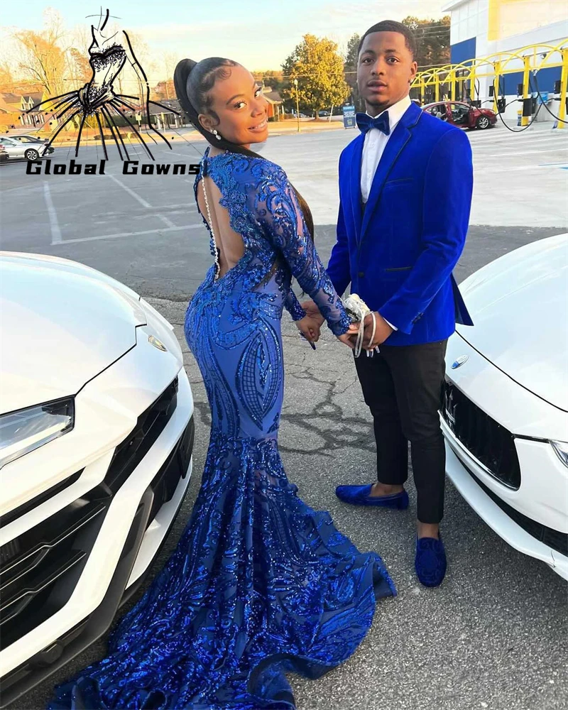 Black And Blue Prom Dress