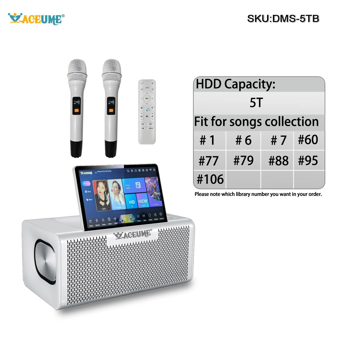DMS-5TB Touch Screen Karaoke Chinese English Cantonese Taiwanese Songs 10 Inch Touch Screen Karaoke Player Echo Mixing