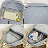 Buckle Badge School Backpack Candy Color Fashion Cute Schoolbag Shoulder Student Bag Teenage Girls College Backpack 6