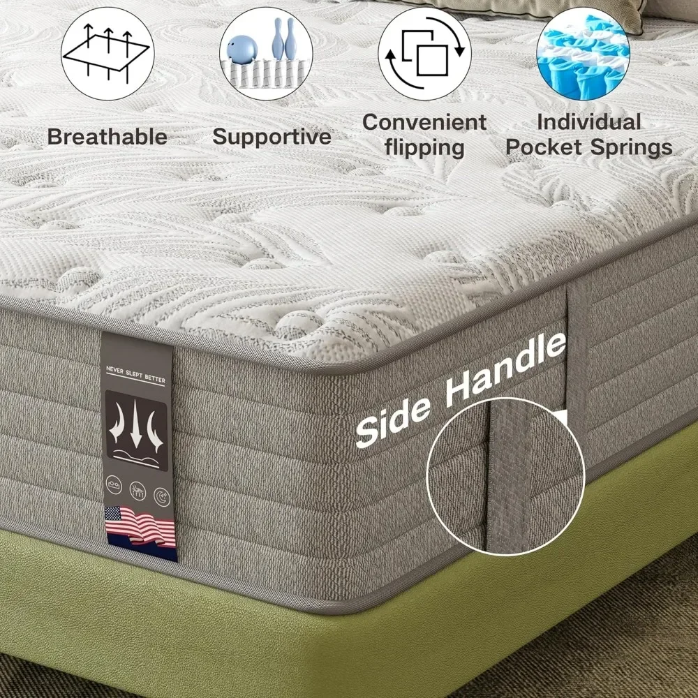 Mattress 12 Inch,Gel Memory Foam Mattress in a Box Individually Pocket Springs,Pressure Relief,CertiPUR-US Certified 6