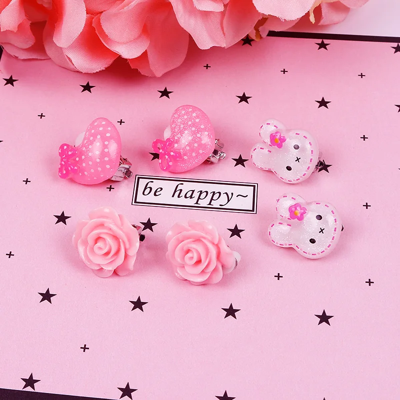 7 Pairs Mix In Box Lovely Children's Baby Girl Clip on Earrings kids Ear Clip no Pierced Party Cute Jewelry Gifts ear clip earrings,clip earrings,ear clip,ear accessories
