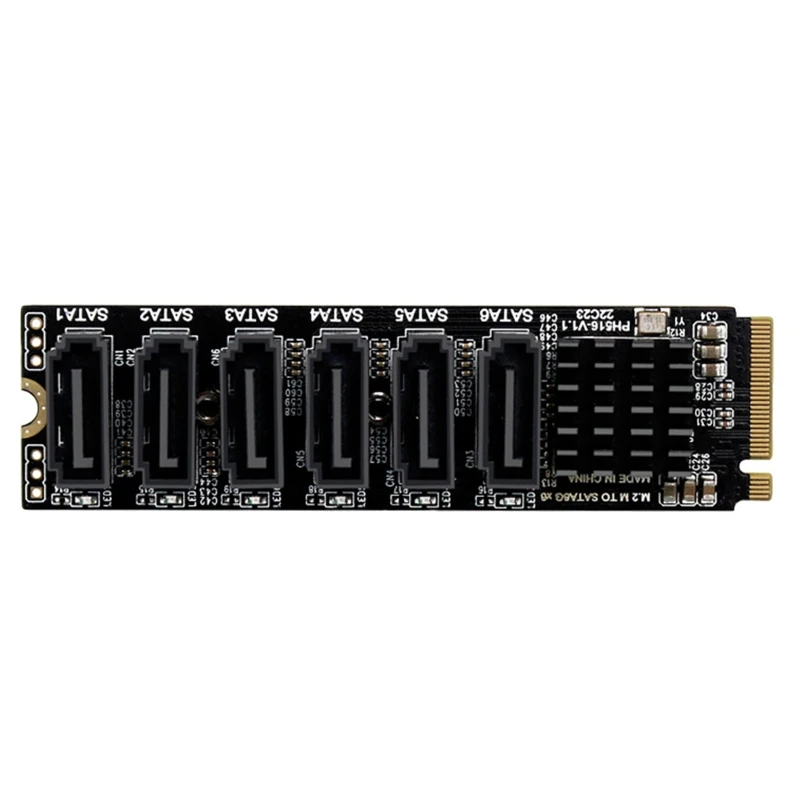 DN59 6-Port for M.2 Sata PCIE Riser Card M2 NVME to Sata 3.0 Expansion Card ASM1166 6GB/S Adapter 6x SATA3.0 Riser Expansion