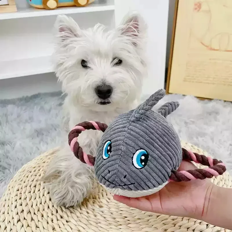 2024 New Bite Resistant Dog Squeak Toy Squeaking Dog Shark Toys Chewing Turtle Fish Pet Puppy Chew Toy Plush Dog Accessories