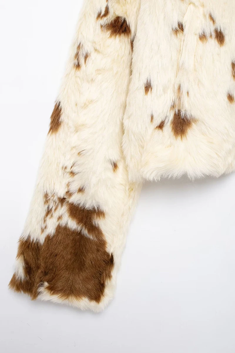 thumbnail image 2 of Abrigo polar con estampado de leopardo para mujer, chaqueta peluda de moda de otoño e invierno, abrigo cárdigan esponjoso de piel sintética, 2 of 5
