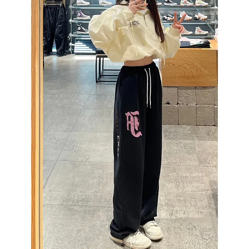 

Deeptown Trashy Y2k Black Sweatpants Women Autumn Gothic Streetwear Hippie Joggers Trousers Baggy 2000s Aesthetic Korean Fashion