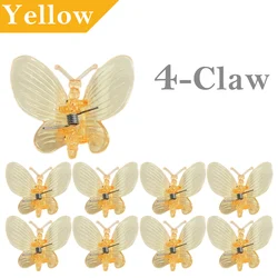 Butterfly Plastic Plant Clips - Orchid Flower Support Clamps for Stems and Vines (30/50/100 Pack) (Yellow)