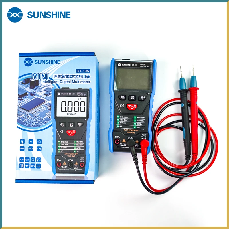 

SUNSHINE DT-19N High Precision Multimeter Digital Mini Intelligent Multimeters for Mobile Phone AC DC Ammeter Voltmeter Tool
