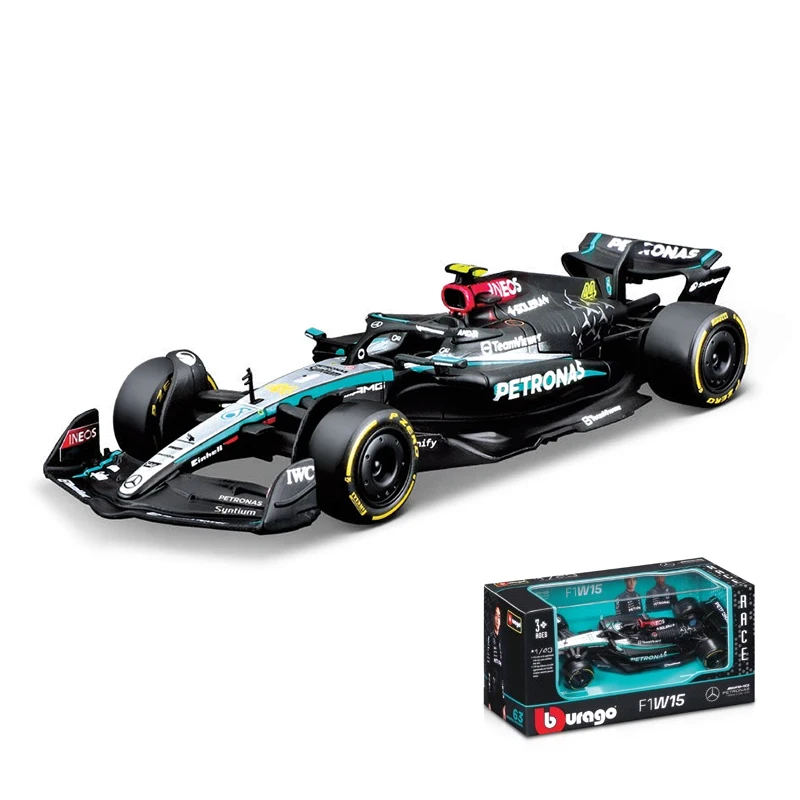 Bburago 1:43 Mercedes-AMG F1 W15 E Performance 2024 Alloy Car Miniature Diecast Model 44# Lewis Hamilton 81# George Russell Toy 3