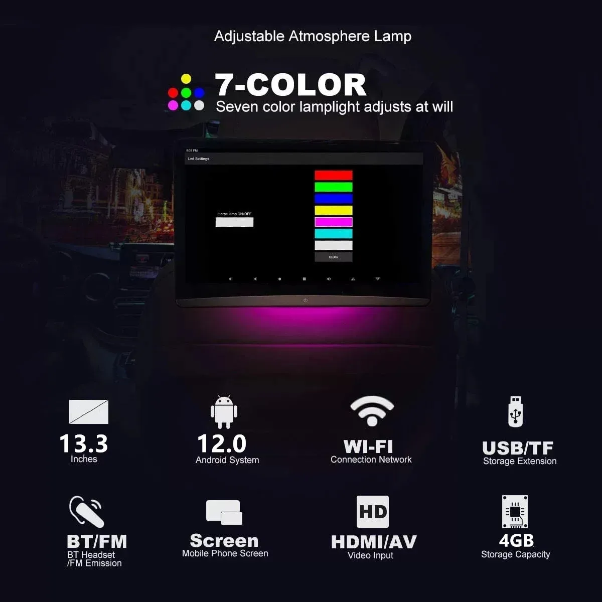  巹Ʈ  ÷̾,  ¼ TV , ȵ̵ 12.0, 4K º PC, 1920x1080P ġ ũ, HDMI, , FM, 13.3 ġ
