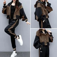 Women's Tracksuit Korean Elegant Hoodie Zipper Jacket Coat Sport Pants Two Piece Suit 2026 Spring Autumn New in Matching Set - Image 2