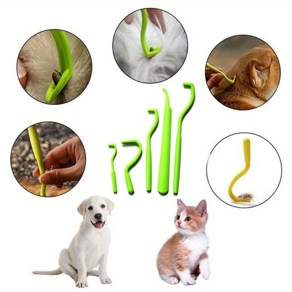 1Set Flea Remover Hook Tick Remover Tweezer Tick Pull Pet Cat Dog Tick Clamp Accessaries Pet Mite Flea Extractor Dog Accessarie