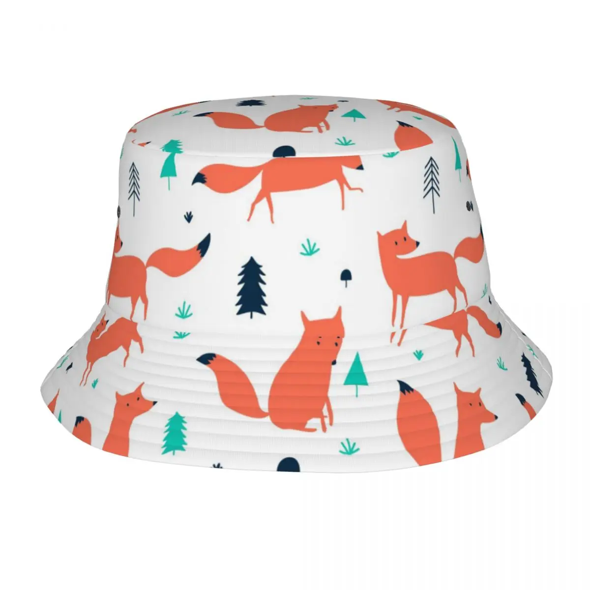 

Unique Cute Fox Pattern Animal Bob Hats Unisex Foldable Outdoor Fishing Hat Hot Summer Beach Vacation Getaway Headwear
