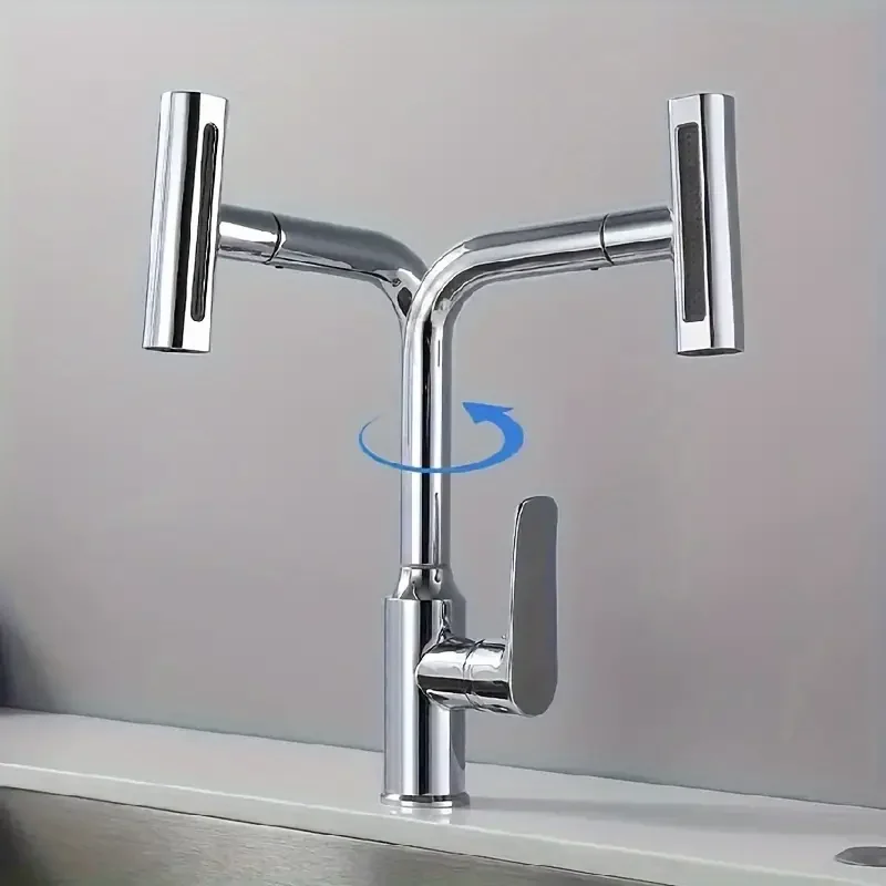 Description Picture 5 of item4thGear Waterfall Sink Kitchen Faucet Hot Cold Mixer Wash Basin Multiple Water Outlets Rotation Flying Rain Tap Single Hole Bath