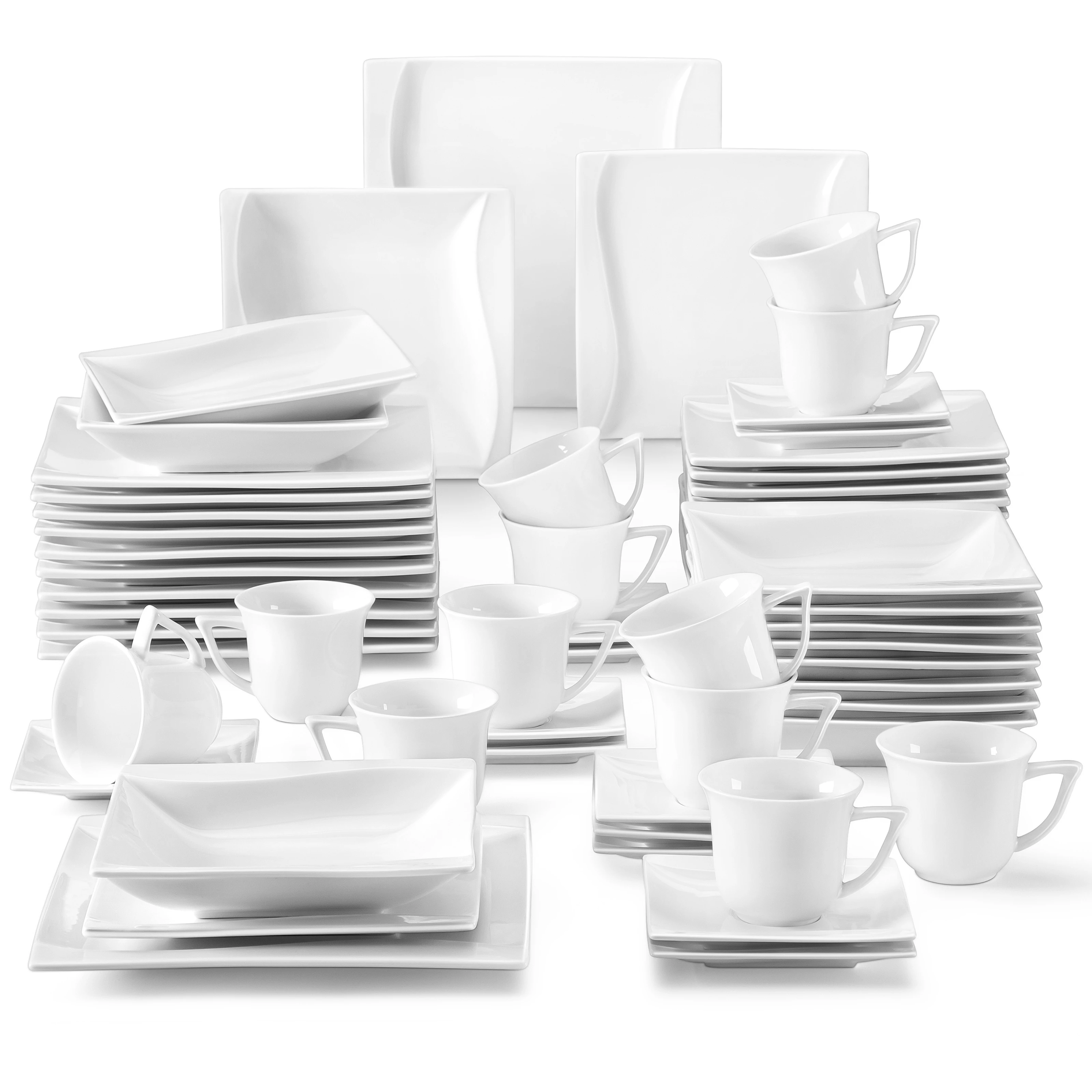 MALACASA Carina 30-Piece Porcelain Dinner Set with 6*Cups Saucers