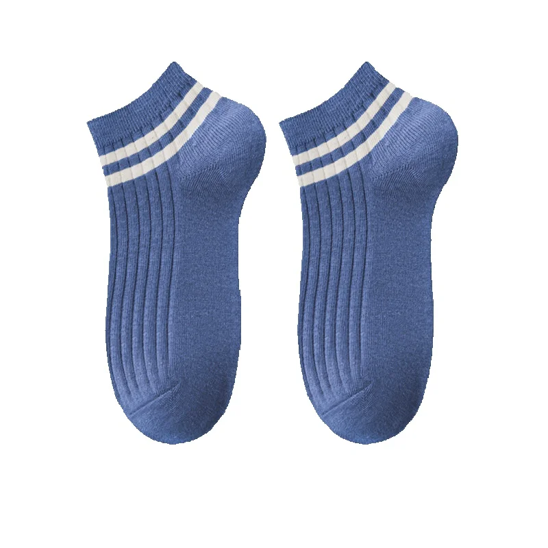 2025e Pure Cotton Summer Thin Two Stripes Short Tube Spring And Autumn All-Cotton Deodorant Sweat-Absorbing Men's Socks_voghion.com