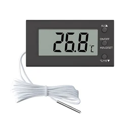 Advanced Electronic Thermometer with Alarm Function and LCD Display for Accurate Temperature Monitoring (Black)