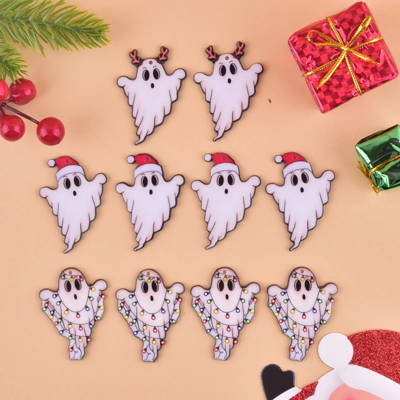 

Mix 10pcs/pack Christmas Ghost Acrylic Charms for Earring Necklace Jewelry DIY Making