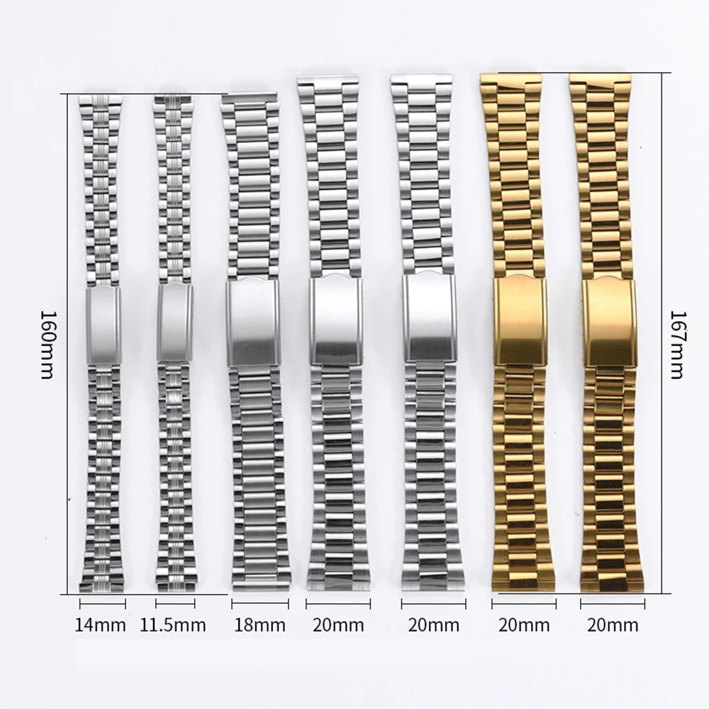 Sleek Stainless Steel Watch Band with Folding Buckle - Universal Replacement Bracelet