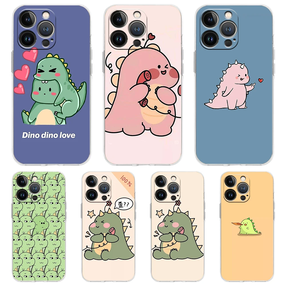 Cartoon Paar kleine Dinosaurier Handy hülle für iPhone 16 15 14 13 12 Pro Max Cover TPU für iPhone 11 Pro Max 7 8 plus xs xr Shell