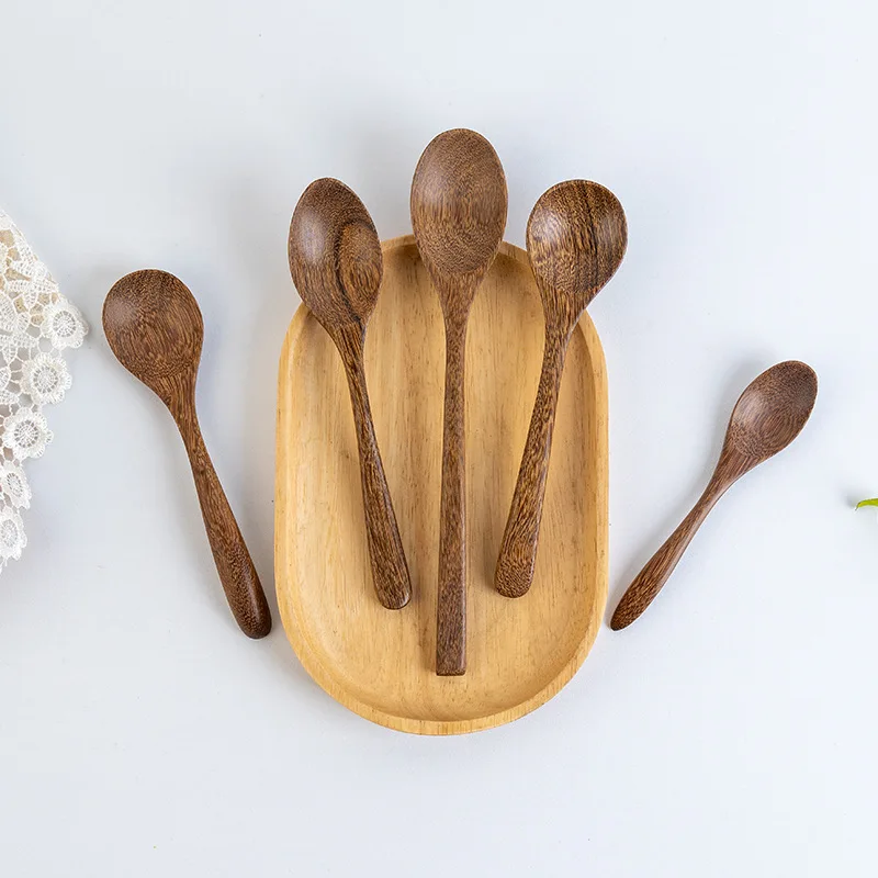 Japanese Style Wooden Spoon Japanese Long Handled Honey Spoon Olive Wood Stirring Soup Tableware