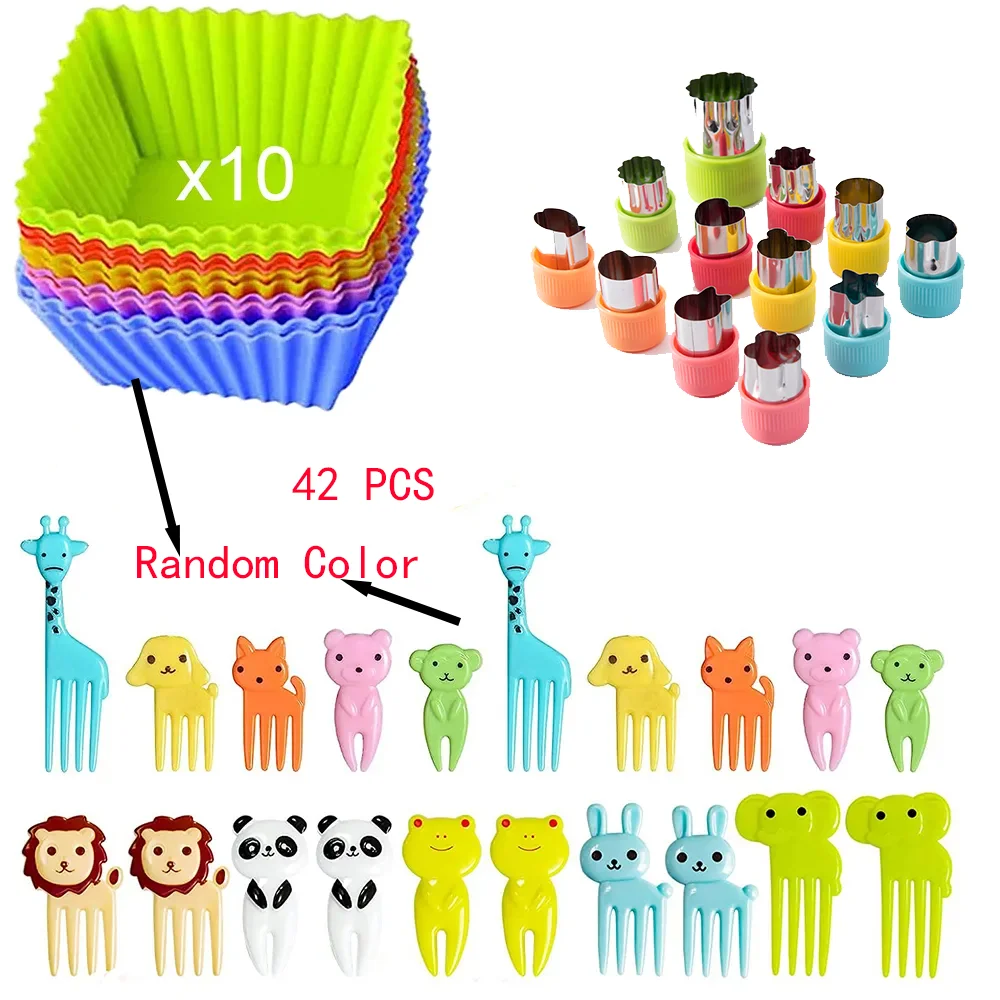 

Fruit Cutters Mold For Kids Children Shapes Set Cookie Stamps Mold Diy Mini Food With Forks Stainless Steel Vegetable Cutter