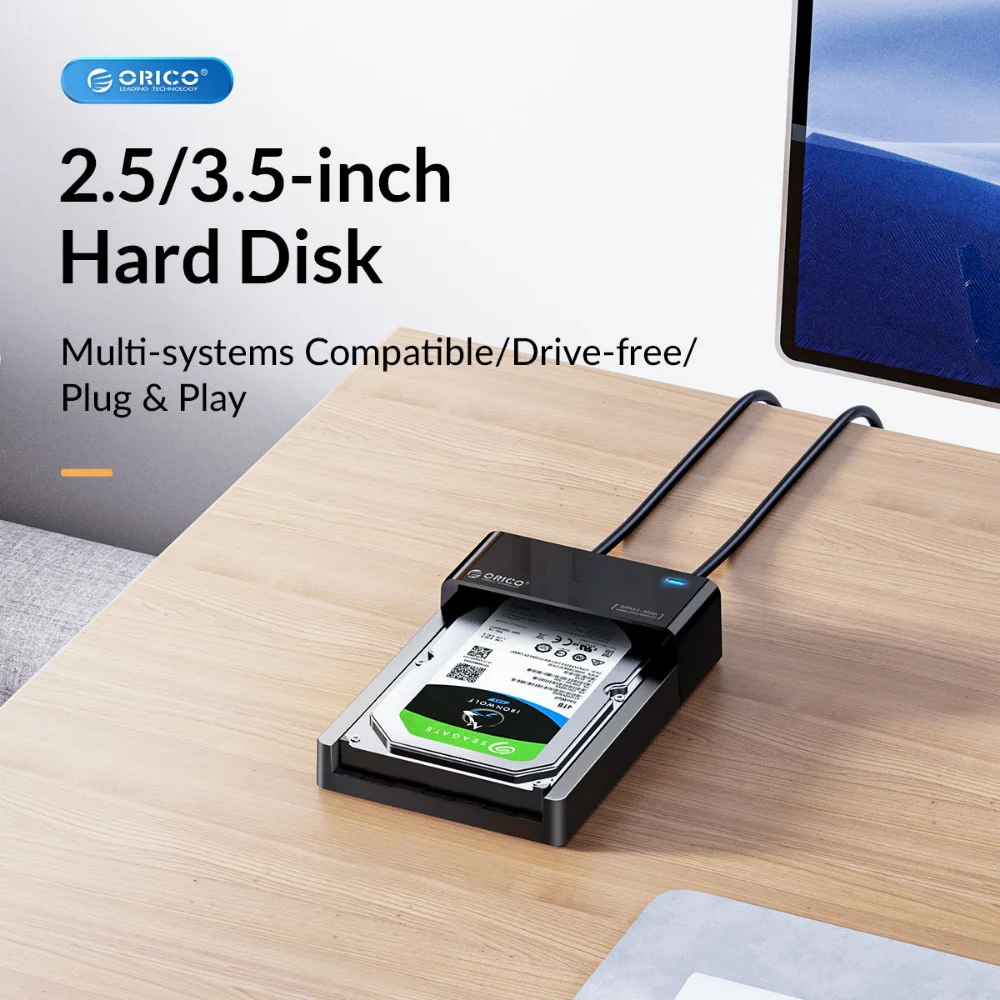 HDD Docking Station ORICO Lay-Flat HDD Docking Station SATA to USB 3.0 External Hard Drive Docking Station for 2.5/3.5inch HDD SSD Support UAS