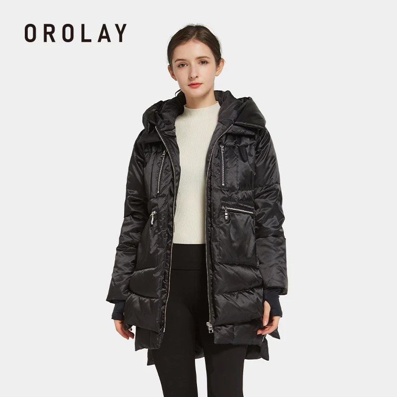 Orolay 여성용 두꺼운 후드 다운 재킷, 느슨한 보온 파카