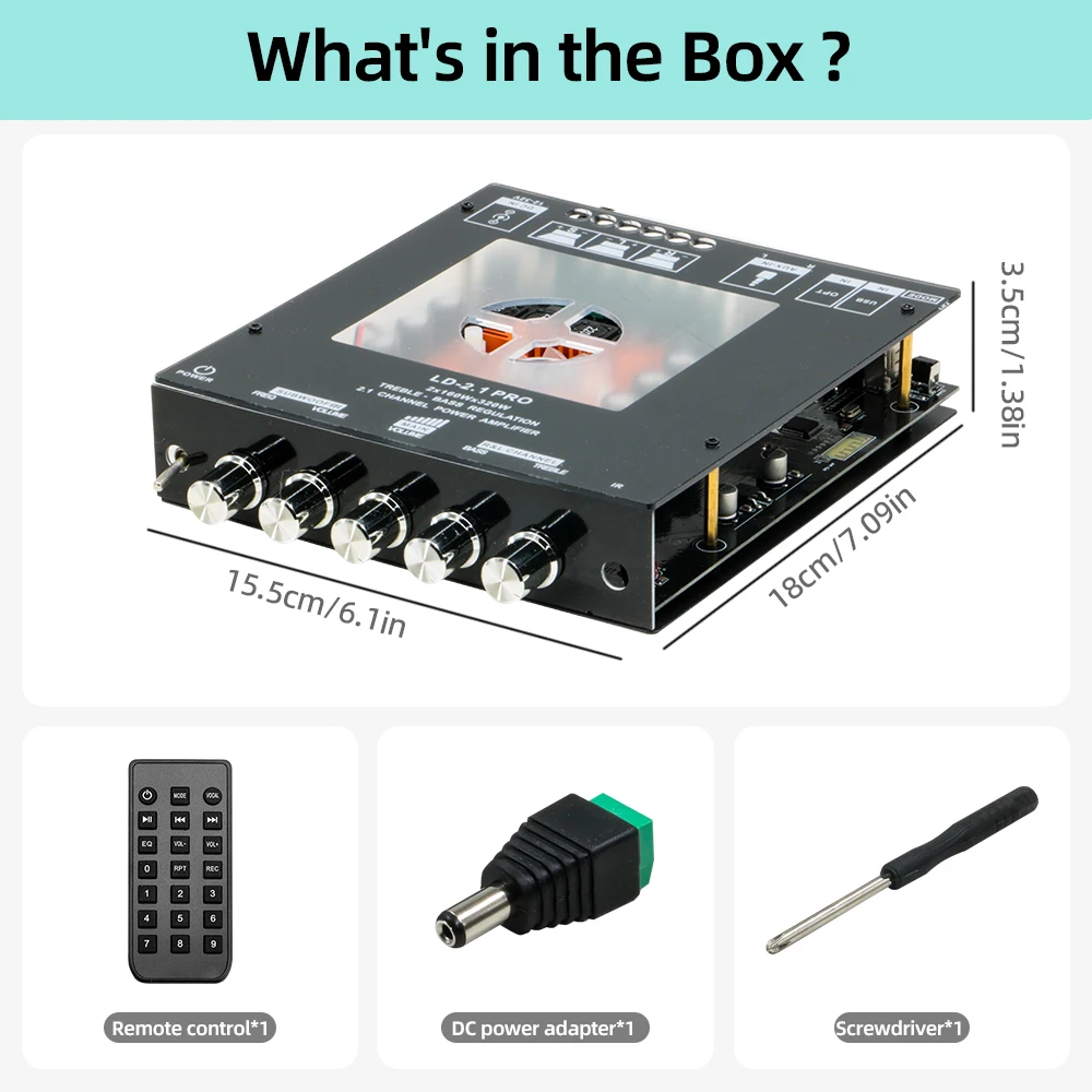 2.1 채널 블루투스 앰프 보드 320W 하이파이 서브우퍼 오디오 앰프 (고음 및 저음 조절 기능 포함) AUX DC 12/32V DIY 스피커용