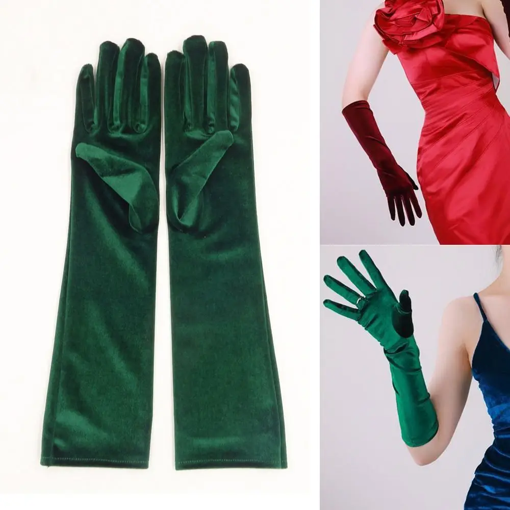 

Velvet Long Gloves 45cm Long Royal Blue Velvet Gold Velvet Retro Performance Evening Dress Accessories Gloves