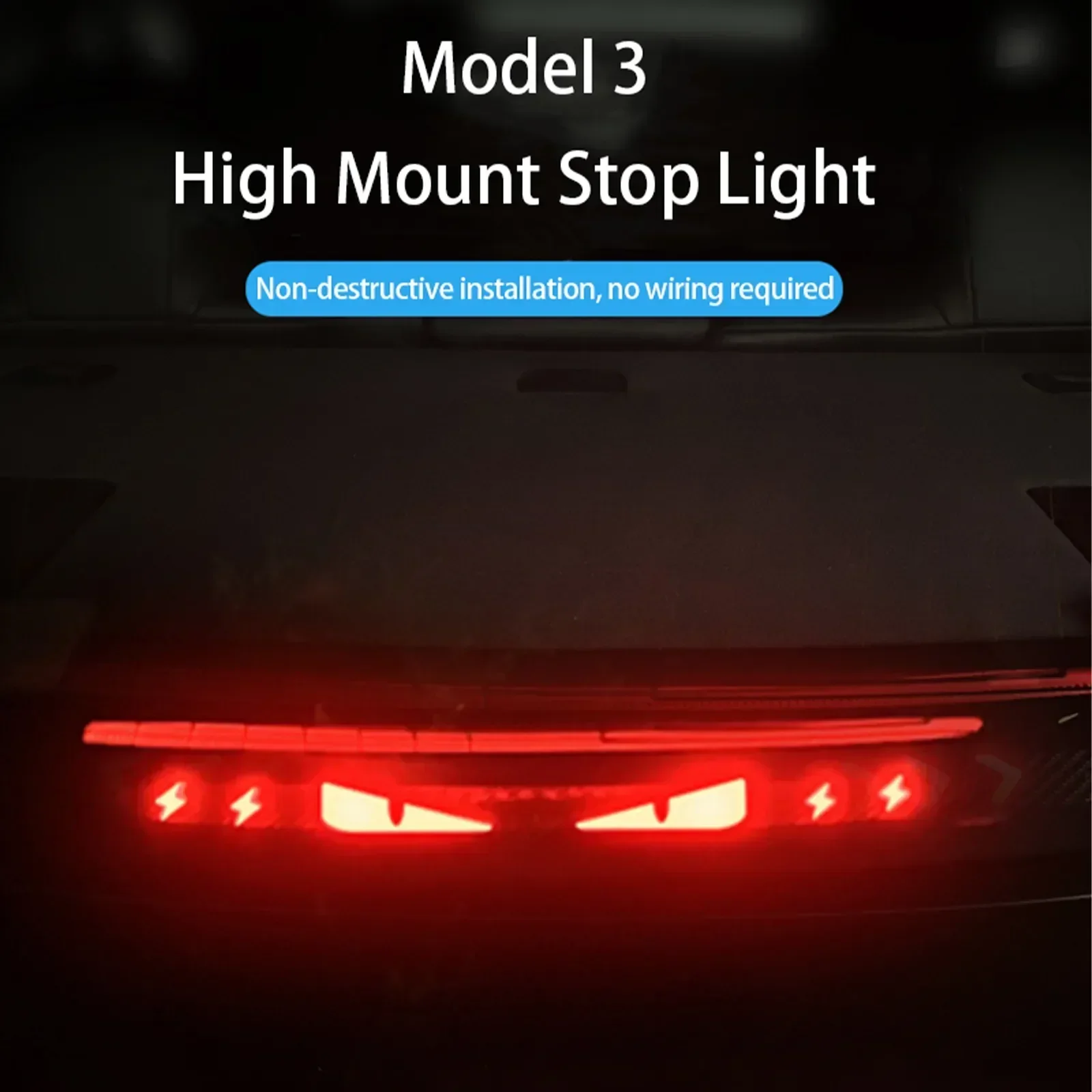 For Tesla Model 3 Model Y High Mount Brake Light Projection Board PVC Soft Board Stop Light Patch Easy Installation Accessories