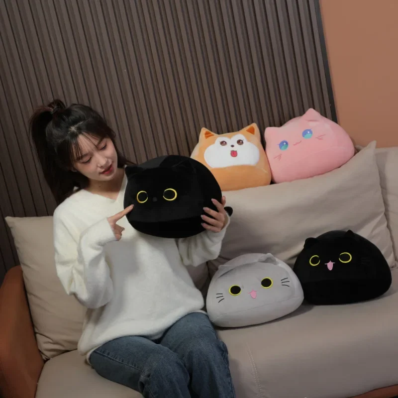 Cartoon Black Cat Doll Pillow Animal Girl Dormitory Sleeping Plush Toy Pillow Office Home Sofa Cushion