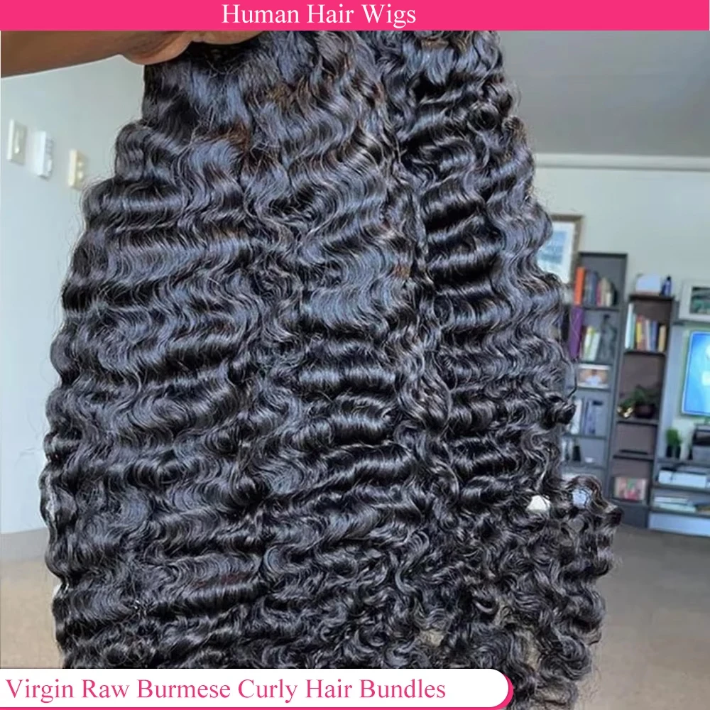 3C 4A Burmese Curly Hair Bundles Virgin Raw Human Hair Weft Unprocessed Vietnamese Super Double Drawn Virgin Human Hair