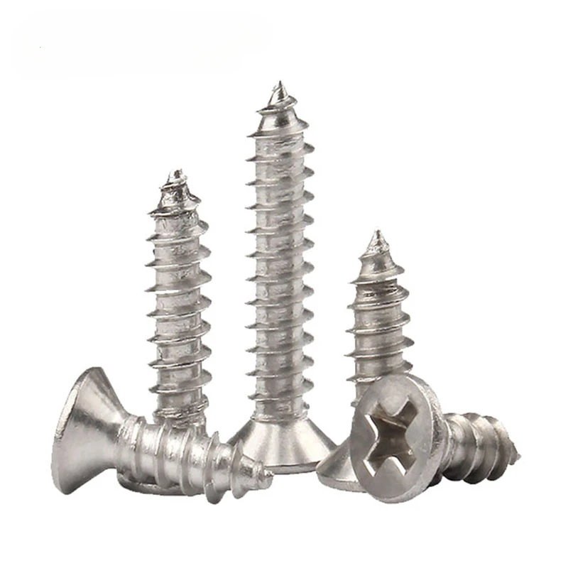 

Countersunk head tapping screws M1.2 M1.4 M1.7 M2 M2.5 M3 M3.5 M4 M5 M6 304 Stainless steel Cross recessed Flat Wood Screw
