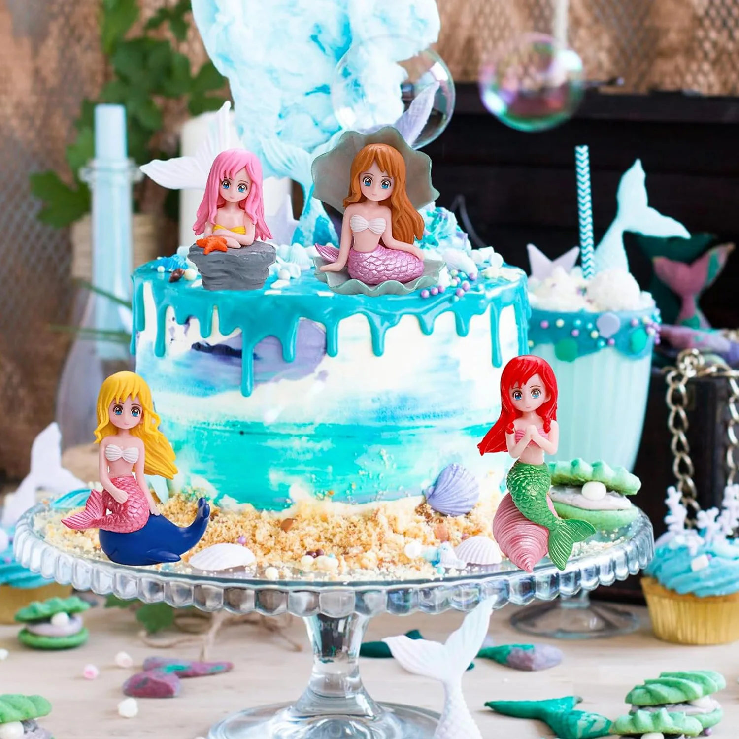 Decorazioni Torta Sirena - Set 5 Pezzi Con Cake Topper - Per Feste Compleanno Bambina - Foto 7