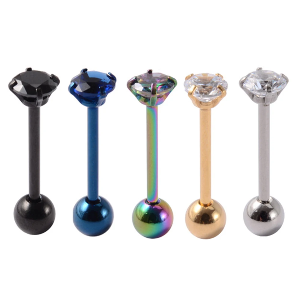 

14G 1Pcs Stainless Steel Tongue Rings Straight Barbell Bars Body Piercing Jewelry Nipple Rings 16mm in Length For Women Men